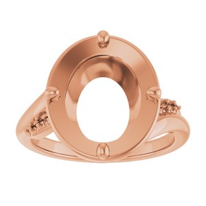 10K Rose Gold 12x10 mm Oval Ring Mounting – image 6