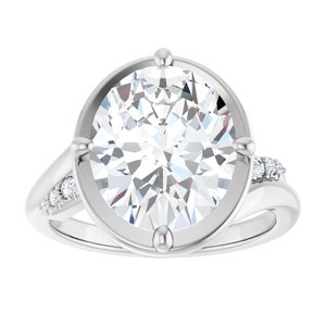14K X1 White Gold 12x10 mm Oval Ring Mounting – image 5