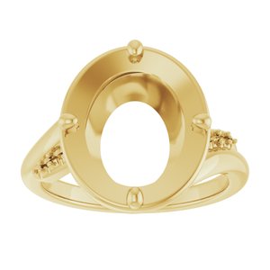 10K Yellow Gold 12x10 mm Oval Ring Mounting – image 6