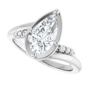 10K White Gold 10.5x5.5 mm Pear Ring Mounting – image 8