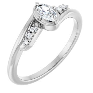 14K White Gold 5x3 mm Oval Ring Mounting
