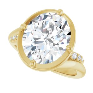 10K Yellow Gold 12x10 mm Oval Ring Mounting – image 8