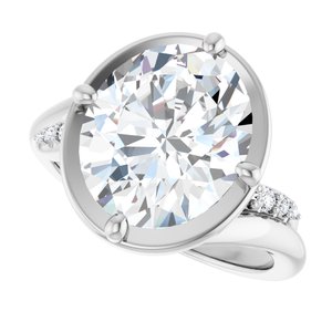 14K X1 White Gold 12x10 mm Oval Ring Mounting – image 8