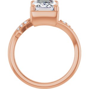14K Rose Gold 9x7 mm Emerald Ring Mounting – image 3