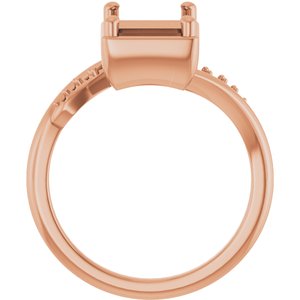 18K Rose Gold 9x7 mm Emerald Ring Mounting – image 4