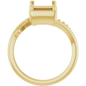14K Yellow Gold 9x7 mm Emerald Ring Mounting – image 4