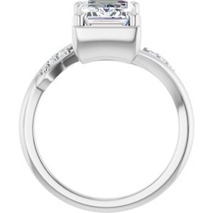 14K White Gold 9x7 mm Emerald Ring Mounting – image 3