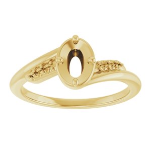 14K Yellow Gold 6x4 mm Oval Ring Mounting – image 6