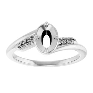 14K X1 White Gold 6x4 mm Oval Ring Mounting – image 6