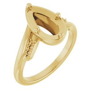 14K Yellow Gold 10.5x5.5 mm Pear Ring Mounting – image 2