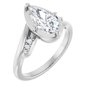 14K X1 White Gold 10.5x5.5 mm Pear Ring Mounting