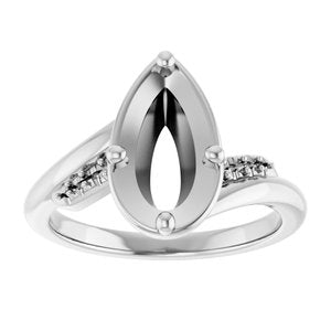 18K White Gold 10.5x5.5 mm Pear Ring Mounting – image 6