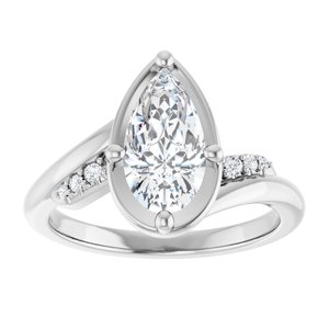 18K White Gold 10.5x5.5 mm Pear Ring Mounting – image 5