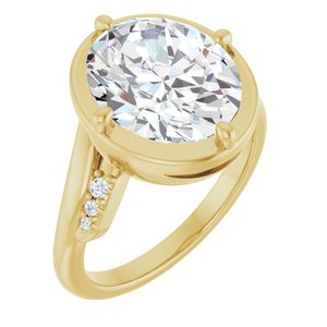 10K Yellow Gold 12x10 mm Oval Ring Mounting
