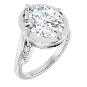 10K White Gold 12x10 mm Oval Ring Mounting