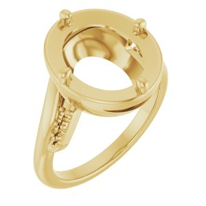 10K Yellow Gold 12x10 mm Oval Ring Mounting – image 2