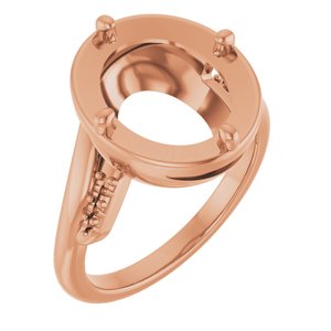 14K Rose Gold 12x10 mm Oval Ring Mounting – image 2