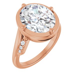 18K Rose Gold 12x10 mm Oval Ring Mounting
