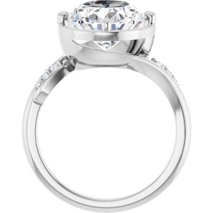 18K White Gold 12x10 mm Oval Ring Mounting – image 3