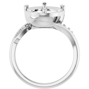 18K White Gold 12x10 mm Oval Ring Mounting – image 4