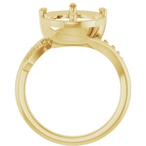 14K Yellow Gold 12x10 mm Oval Ring Mounting – image 4