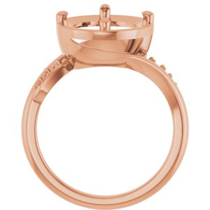 14K Rose Gold 12x10 mm Oval Ring Mounting – image 4