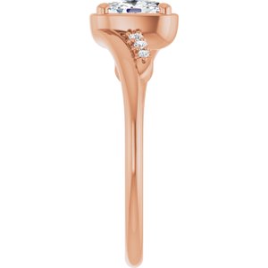 10K Rose Gold 6x4 mm Elongated Cushion Ring Mounting – image 7