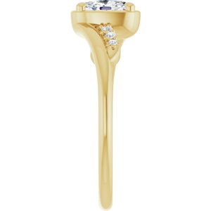 18K Yellow Gold 6x4 mm Elongated Cushion Ring Mounting – image 7