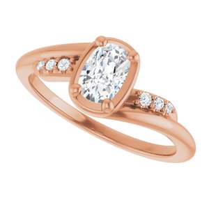 10K Rose Gold 6x4 mm Elongated Cushion Ring Mounting – image 8