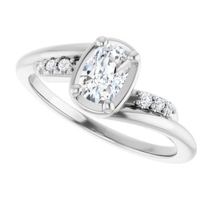 18K White Gold 6x4 mm Elongated Cushion Ring Mounting – image 8