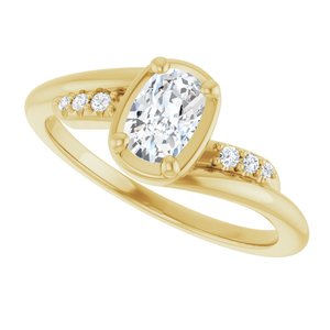 14K Yellow Gold 6x4 mm Elongated Cushion Ring Mounting – image 8