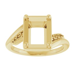 10K Yellow Gold 9x7 mm Emerald Ring Mounting – image 6