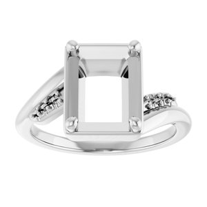 14K White Gold 9x7 mm Emerald Ring Mounting – image 6