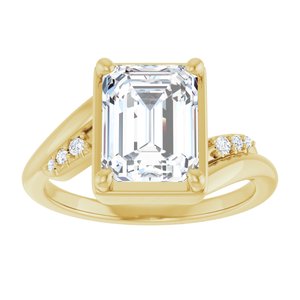 14K Yellow Gold 9x7 mm Emerald Ring Mounting – image 5