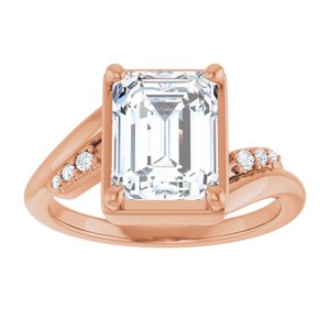 18K Rose Gold 9x7 mm Emerald Ring Mounting – image 5