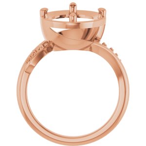 14K Rose Gold 14x10 mm Oval Ring Mounting – image 4