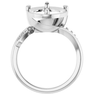 18K White Gold 14x10 mm Oval Ring Mounting – image 4
