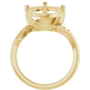 18K Yellow Gold 14x10 mm Oval Ring Mounting – image 4