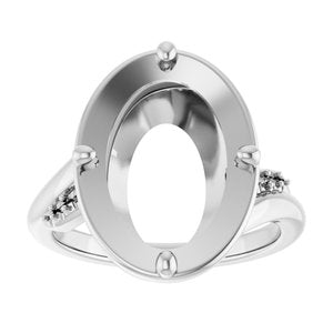 14K X1 White Gold 14x10 mm Oval Ring Mounting – image 6