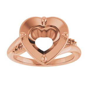 10K Rose Gold 10x10 mm Heart Ring Mounting – image 6