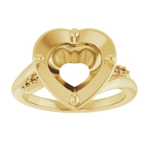 10K Yellow Gold 10x10 mm Heart Ring Mounting – image 6