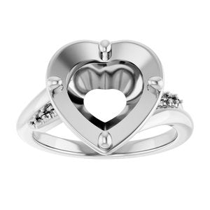 18K White Gold 10x10 mm Heart Ring Mounting – image 6