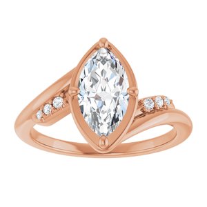 10K Rose Gold 10.5x5.5 mm Marquise Ring Mounting – image 5