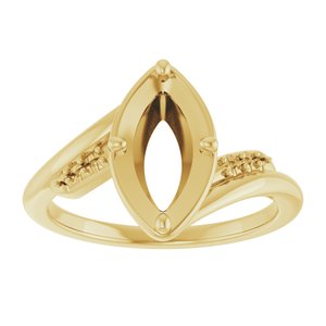 10K Yellow Gold 10.5x5.5 mm Marquise Ring Mounting – image 6