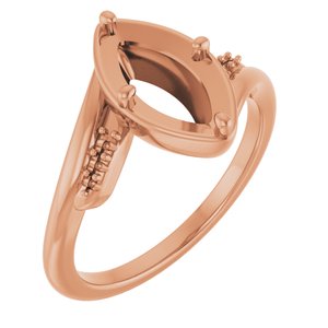 10K Rose Gold 10.5x5.5 mm Marquise Ring Mounting – image 2