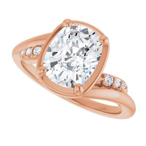 10K Rose Gold 9x7 mm Elongated Cushion Ring Mounting – image 8