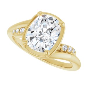 14K Yellow Gold 9x7 mm Elongated Cushion Ring Mounting – image 8