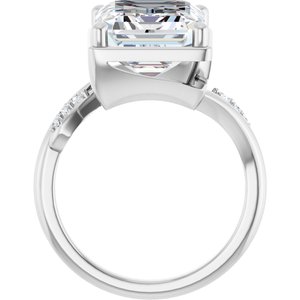 10K White Gold 12x10 mm Emerald Ring Mounting – image 3