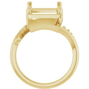 18K Yellow Gold 12x10 mm Emerald Ring Mounting – image 4