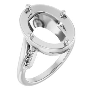 Platinum 14x10 mm Oval Ring Mounting – image 2